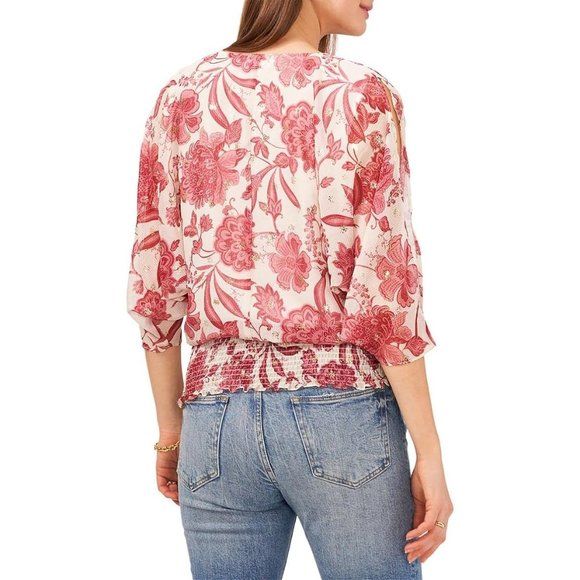 VINCE CAMUTO Floral Print Smocked Top - NWT - Size XS - Picture 2 of 3